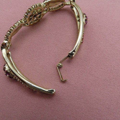 Vintage Rhinestone Bracelet Purple Pink Faceted Crystal Panel Link 6.75 in 991c - Picture 9 of 11