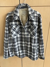 Women s gray and cream heavy flannel shirt with Sherpa lining size large