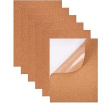 8 Pack Self-Adhesive Cork Sheets 1mm Thick A4 Rectangle Insulation Cork Backi...