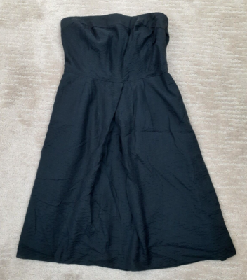 J Crew Womens 4 Petite Black Strapless Silk Cotton Dress Pockets Cocktail  Party | eBay
