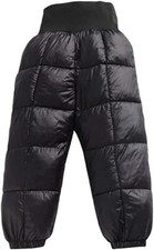 Kids Snow Pants Windproof Thermal Elastic Waist Padded Trousers Winter Outdoor