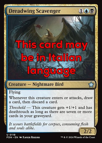 MTG 4x DREADWING SCAVENGER EXC - TERROR LENKRAD SAPROPHAGO 118 - FDN - MAGIC