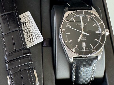 NWT Certina Ceramic DS 1st - Authentic Carbon Black Dial Rare Men s Swiss Watch