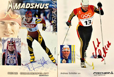 2 Autogramme Rene Sommerfeldt und Andreas Schl&uuml;tter Skilanglauf handsigniert xyz
