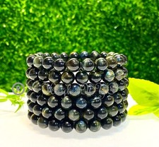 Wholesale 6 Pcs Natural Blue Tiger Eye 8mm 7.5  Crystal Stretch Bracelet