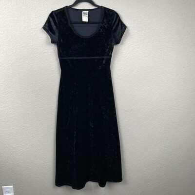 Vintage Paris Sport Club Velvet Empire Waist Midi Dress Black 90s Sz S |  eBay