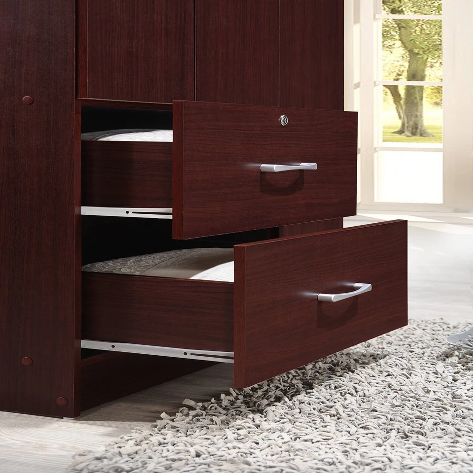 Armário de madeira armário armário armário de armazenamento gavetas organizador acabamento em mogno - Imagem 4 de 4