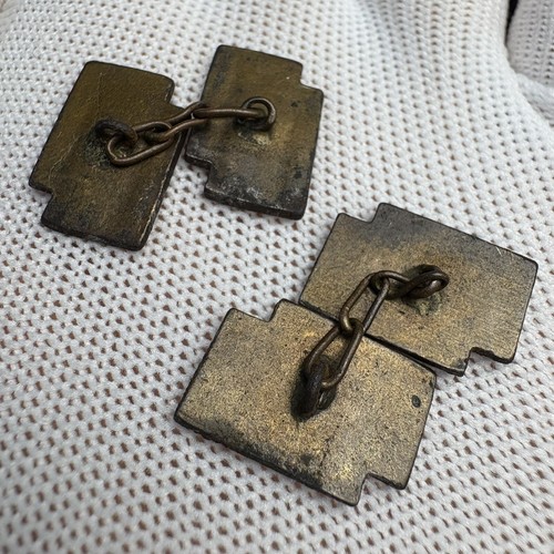 Antique Enamel cufflinks WW1 1900s - Picture 3 of 6