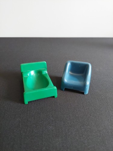 Hasbro Weeble Wobble Ghost House Furniture Lot of 2 Green Bed Blue Chair Vintage