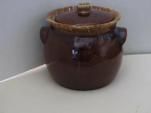 Vintage HULL USA Oven Proof Brown Drip Glaze Cookie Jar w/Lid~c. 1960's/1970's