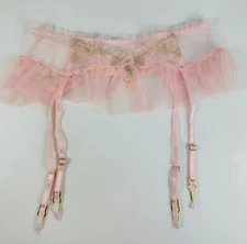 Victoria's Secret Dream Angel Garter Belt Pink & Gold with Rhinestones M/L NWT