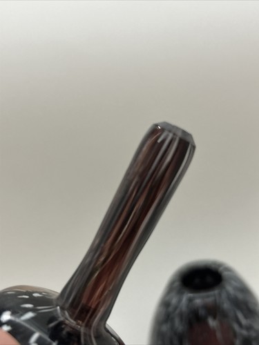 Vtg Smoke Amethyst Tear Drop Blown Glass 3 Window Perfume Bottle - Picture 4 of 10