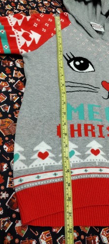 Hoodie SWEATER Cats MEOW CHRISTMAS Cat Ears Hood Pullover Teen Size XL 14 / 16 - Picture 9 of 16