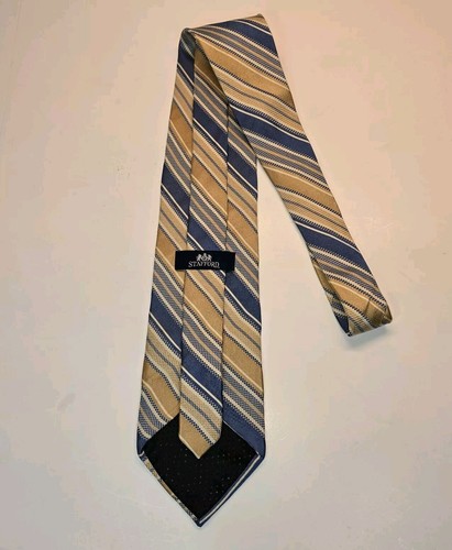 Corbata vintage Stafford Repp para hombre amarillo azul - Imagen 3 de 7