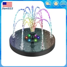 LED Light Solar Powered Fountain Water Pump Night Floating Garden Bird Bath Kit