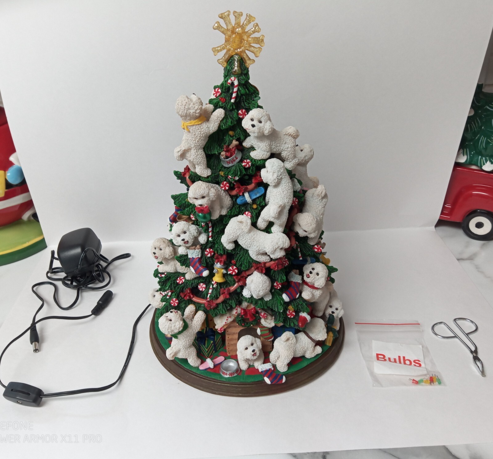 Danbury Mint Bichon Frise Dog Christmas Holiday Tree Decoration Light