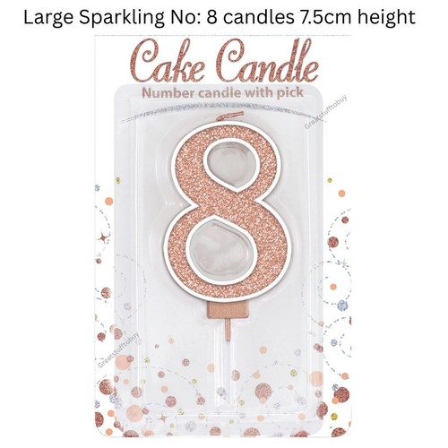 Rosegold Birthday Cake candles Glitter Age number Cake Cupcake Topper Decoration - Picture 9 of 12