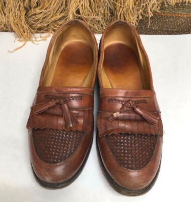 Allen Edmonds Mens 11A Narrow Shoe Brown Cody Tassel Loafers Slip On Woven Dress Allen Edmonds Cody Brown Leather Tassel Woven Loafers Dress  main image 4