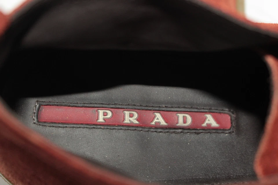 PRADA Hombre Zapatos Talla 9.5 Europa 43.5 Rojo Gamuza S9316 Foto 4 de 4