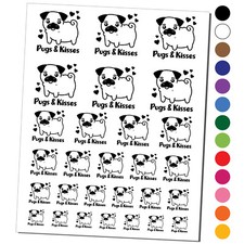 Pugs and Kisses Hugs Adorable Dog Hearts Temporary Tattoo Water Resistant Set