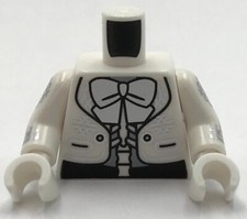 Lego Nueva Minifigura Chaqueta Torso Blanco con Botones Bolsillos Plata Filigrana Parte