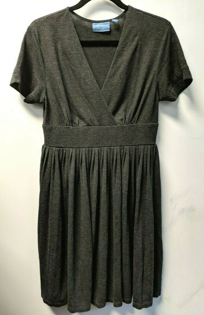 vera wang grey dress VERA WANG Size 4 Slate Cream Silk Floral Ruched Dress – Sui Generis  Designer Consignment main image 1