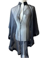 Vintage Loungewear Top size 10 Ladies Sheer Black Satin Trim Montgomery Ward EUC