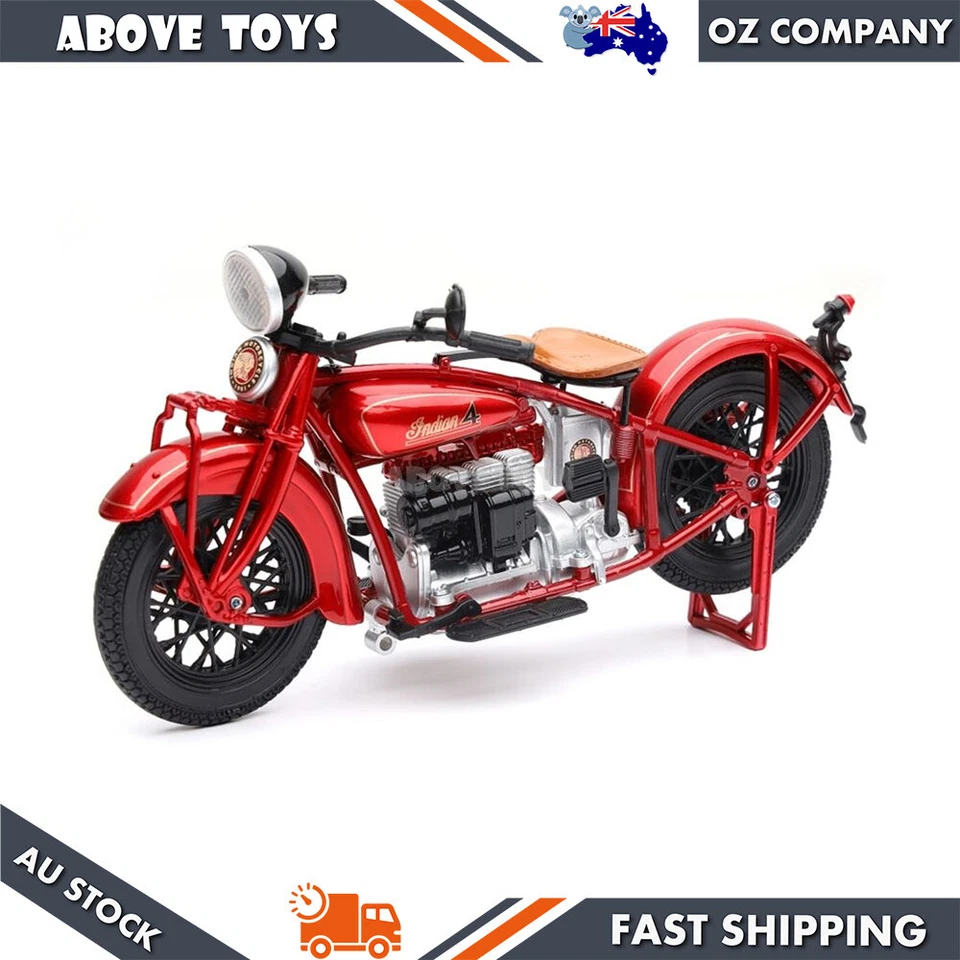 Newray 1:12 Scale 1930 Indian Four Burgendy Diecast Motorcycle Model Toy - Image 3 of 3