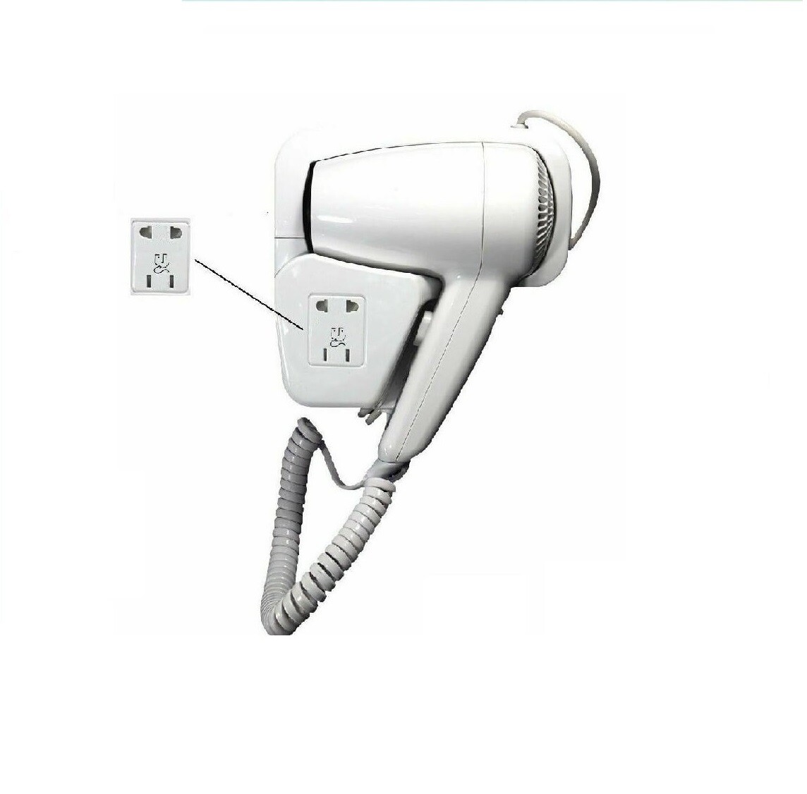 ASCIUGACAPELLI PHON FONO DA PARETE MURO ALBERGO HOTEL BAGNO ALBERGHI SPOGLIATOI