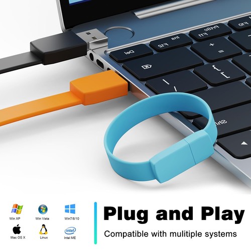 Lot de 10 Clés USB 2.0 Multicolores de 4 Go Avec Bracelet - Portable et Abord... - Afbeelding 3 van 8