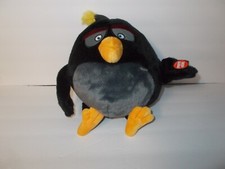 Angry Birds Black Bomb 8" Plush Glasses Yellow Feet Commonwealth Rovio Stuffed