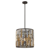 Pendelleuchte Deckenlampe HäNgelampe Kristalle Stahl Bernsteinperle Bronze