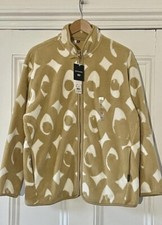 Marimekko X Uniqlo Women’s Beige & Ivory Geometric Fleece Jacket Xl Uk 16 Eu 44