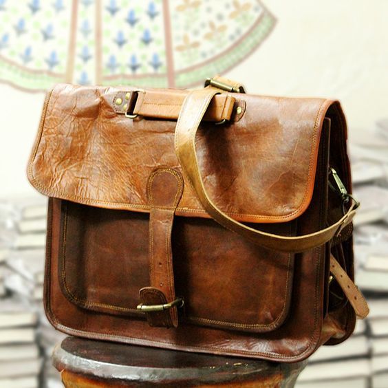Bolso Vintage Retro Cuero Hombre Bandolera y Maletín para Portátil