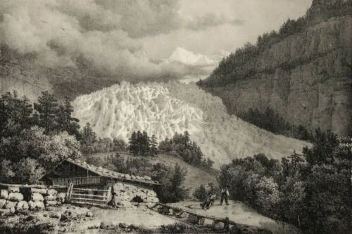 Glacier Lower of The Valley Grindelwald Swiss Litho C 1840 Canton Of Bernese - Picture 1 of 3