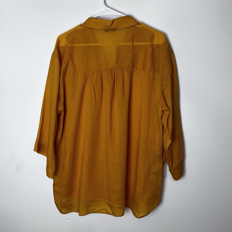 Lafayette 148 New York Yellow Lightweight Shirt Silk Blend XL eBay