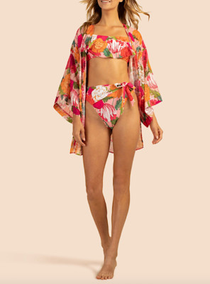 TRINA TURK WOMEN MULTICOLOR SUNNY BLOOM KIMONO SIZE S-M NWT 152$