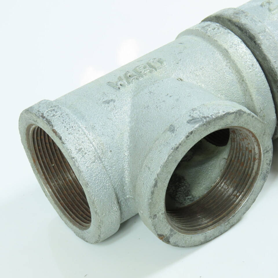 Ward 2" x 2" x 2" Galvanized Malleable Iron Pipe Tee Fitting Lot of 2