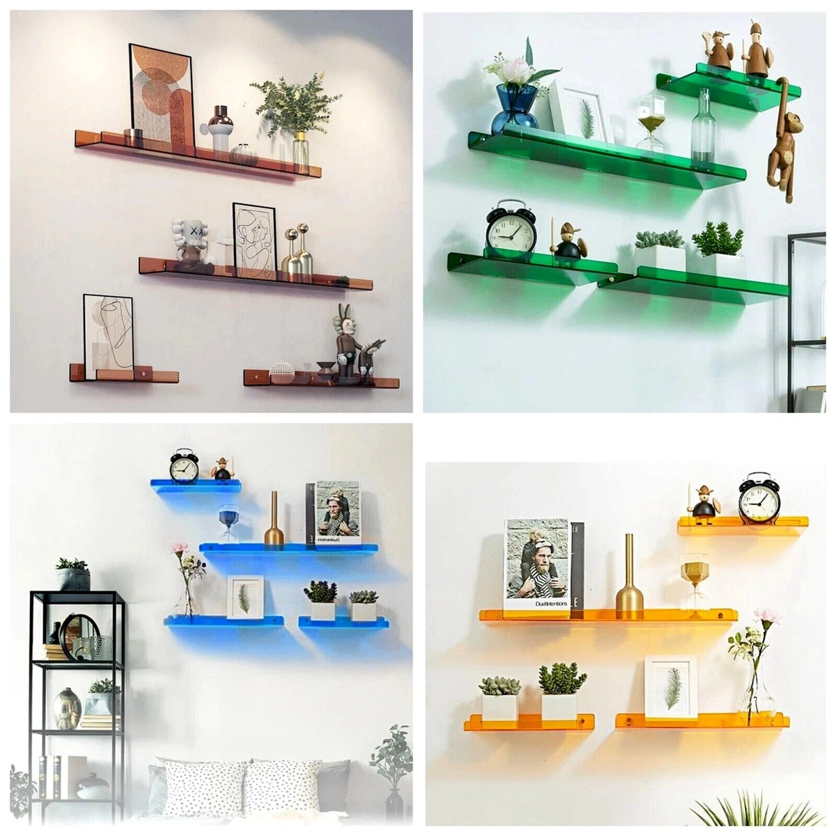 40Cm Storage Rack Acrylic Shelf Clear Wall Mounted Thick