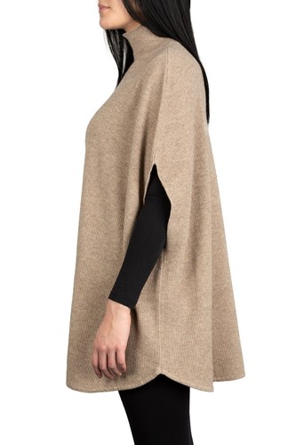 Kemailu Made In Italy Women's Tan Poncho 70% Cashmere 30% Wool New With Tags - Picture 8 of 8