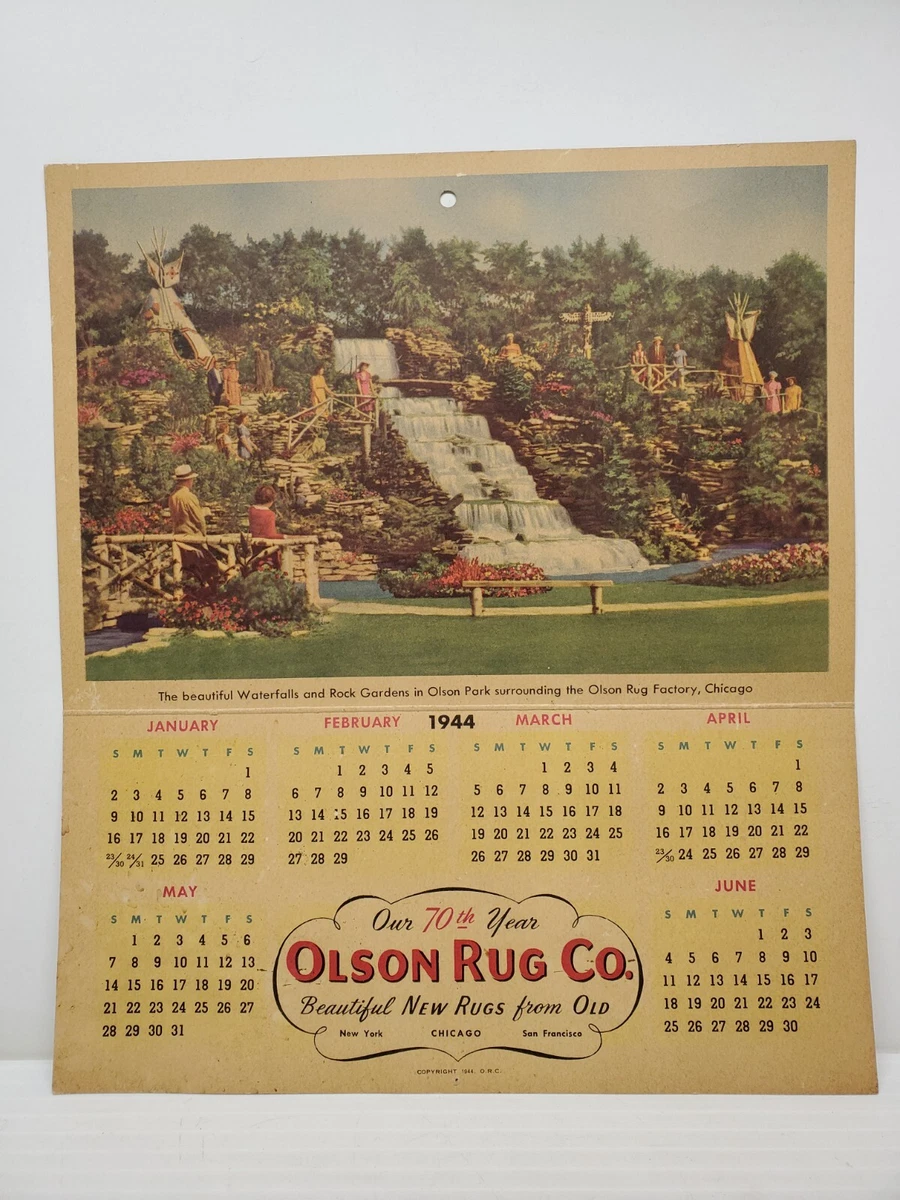 Vintage Olson Rug Co 1944 Calendar Lake St Germaine WI Olsen Park Chicago  IL | eBay