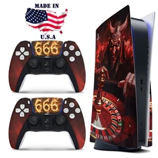 PS5 Disc Version Console & Controller Vinyl Skin Decal Wrap Roulette Devil