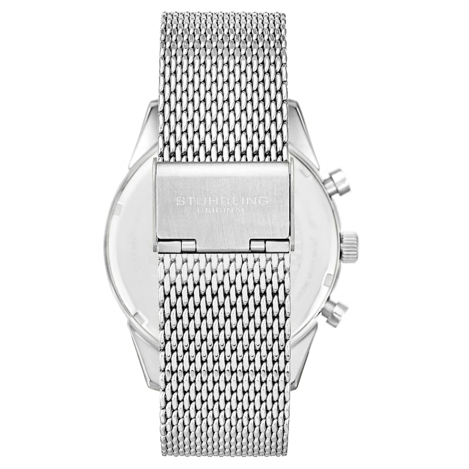 Reloj Stuhrling Hombre Japón Cuarzo Cronógrafo Acero Inoxidable Malla Banda 10 ATM Foto 3 de 3