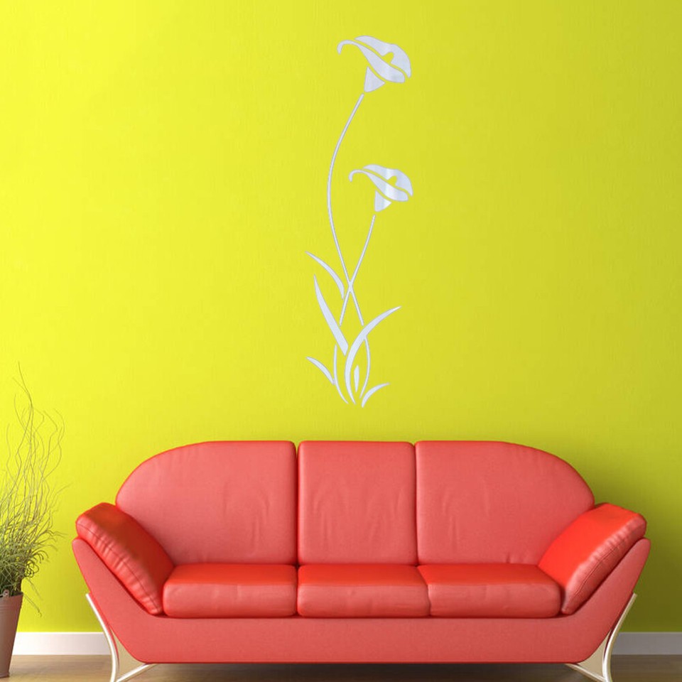 2pcs 3D Acrylic Wall Sticker Lily Mirror Sticker Ecofriendly Wall