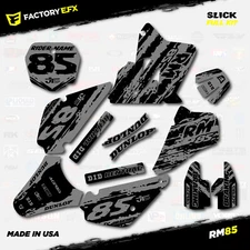 Black & Gray Slick Racing Graphics Kit fits Suzuki RM85 01-21 Plates RM 85 Decal