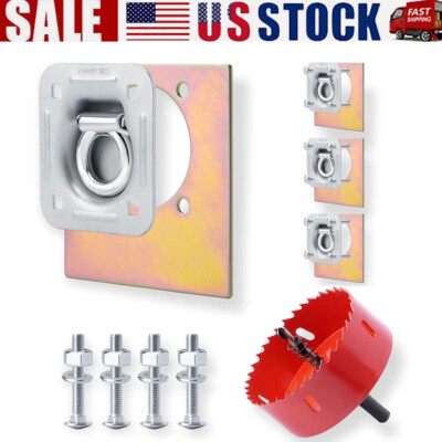 4* Trailer Truck Flush Mount Recessed D-Ring Cargo Tie Down Anchors W/ Hardware