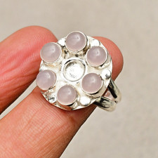 Rose Chalcedony Gemstone 925 Sterling Silver Handmade Jewelry Ring Size 7.5