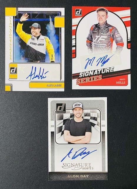 Donruss Signature Series Autographs Alon Day Matt Mills Alex Labbe Nascar