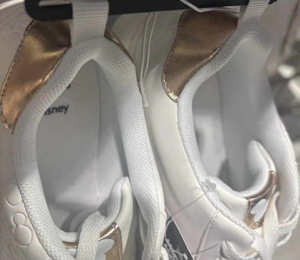 Disney Mickey Mouse White & Rose Gold Embossed Trainers Sizes UK 3-8 - Image 4 of 4