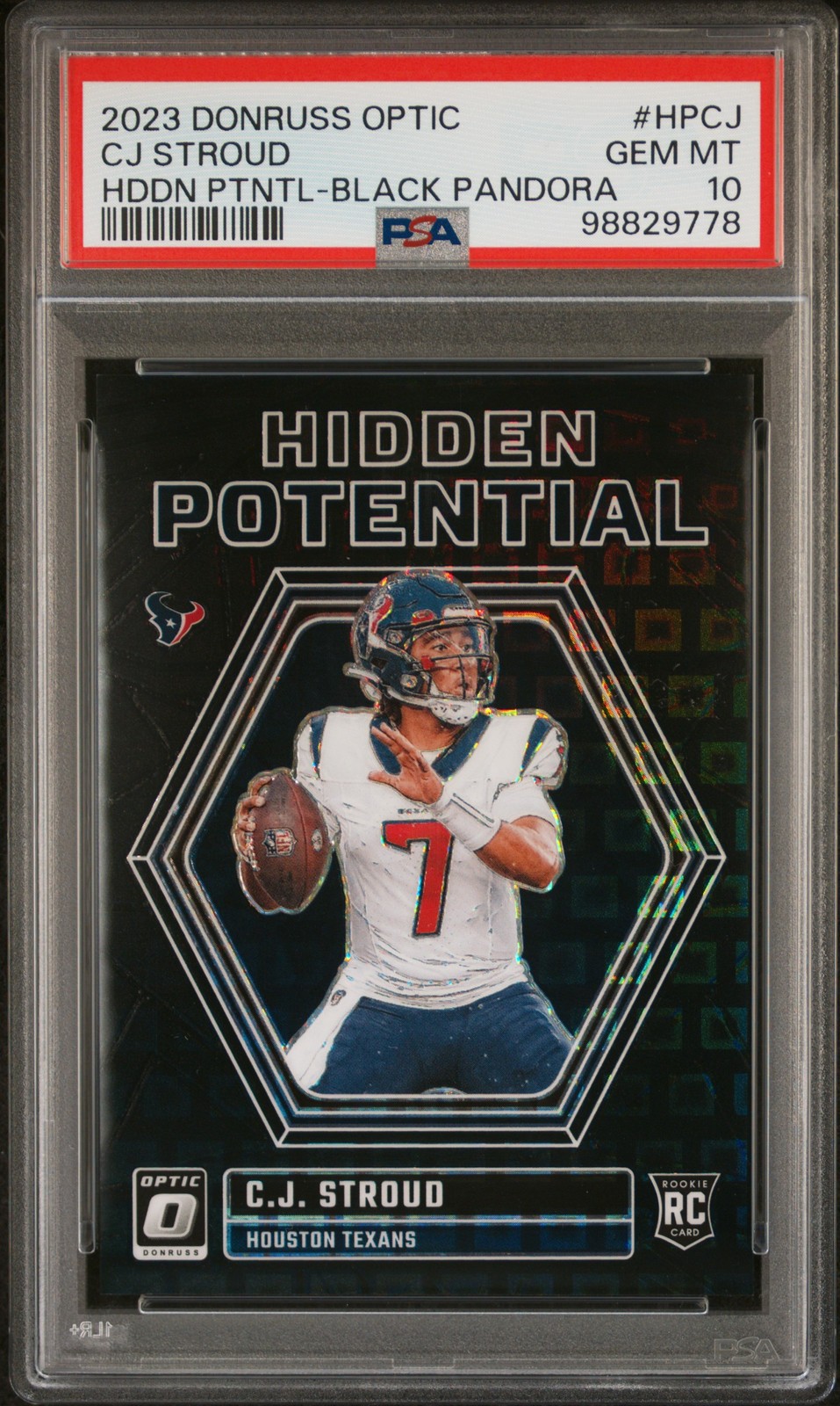 2023 PANINI DONRUSS OPTIC HIDDEN POTENTIAL BLACK PANDORA CJ STROUD 22/25 PSA 10